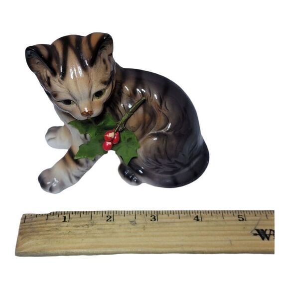 Enesco Christmas Brown Cat Kitten Vintage Retro Statue Figure - Picture 8 of 9